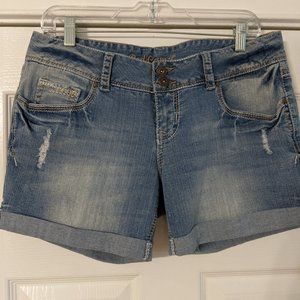 Mid Rise Denim Shorts
